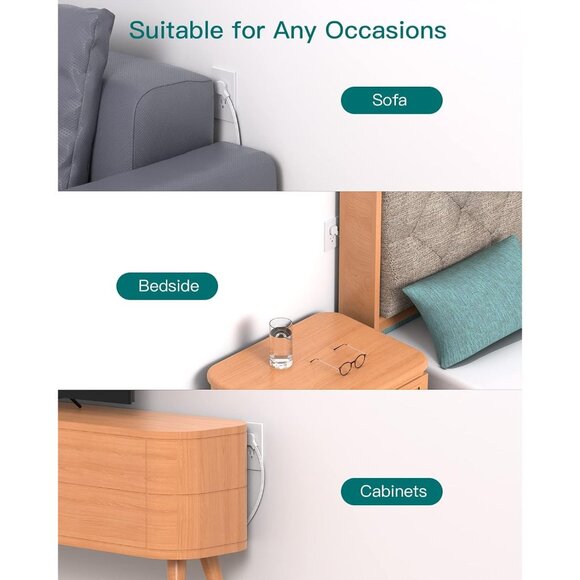 Ruise Essentials - Flat Plug Power Strip, Addtam 5 ft Ultra Flat Extension Cord - Picture 7 of 7